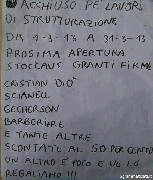 Sgrammaticati.it PROSIMA APERTURA GRANTI FIRME STOCCAUS!!! Anal'fabeti sgrammaticati  stoccaus 