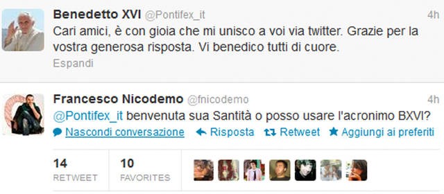 Sgrammaticati.it BENVENUTA SUA SANTITA O POSSO USARE L'ACRONIMO BXVI sgrammaticati Social'sgramm  twitter benedetto xvi 